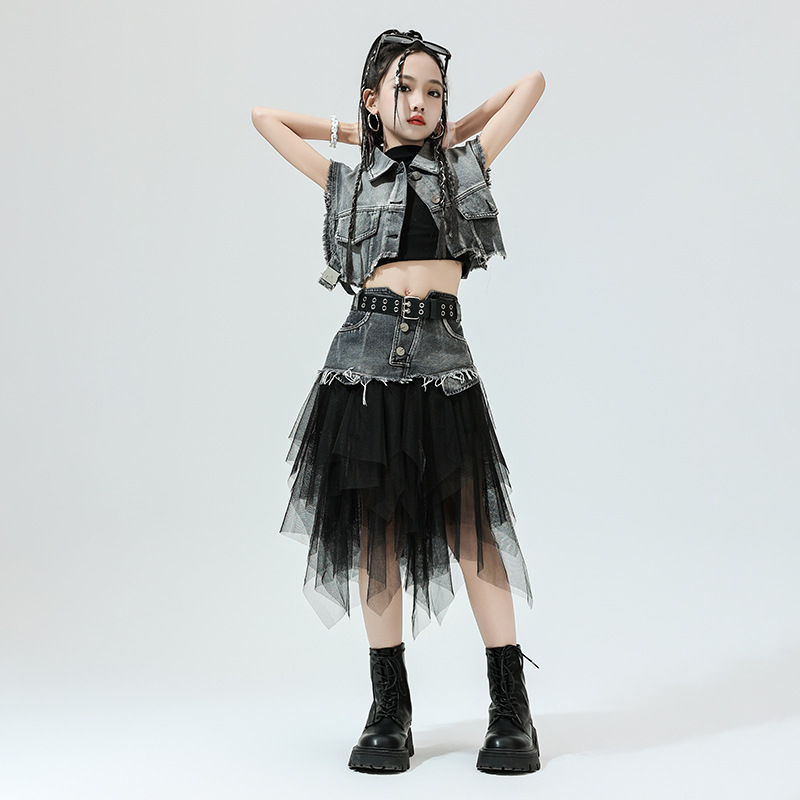 ジャズダンスの服装の女の子の街のダンスのファッション服の子供のジャズのショーのカウボーイのファッション服の女性団のダンスの衣装のスーツ