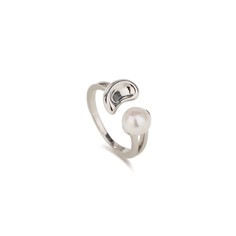 S925 plata esterlina barroco anillo de perlas de agua dulce femenino nicho diseño anillo de alto sentido personalidad temperamento anillo de dedo índice