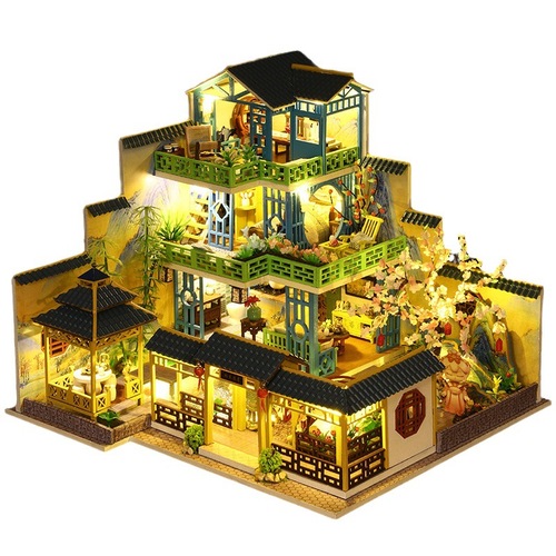 Qiaolexing DIY Cabin P013 Fuchun Mountain Residence Handcrafted Assemble New Chinese Style Villa Art Model Toy