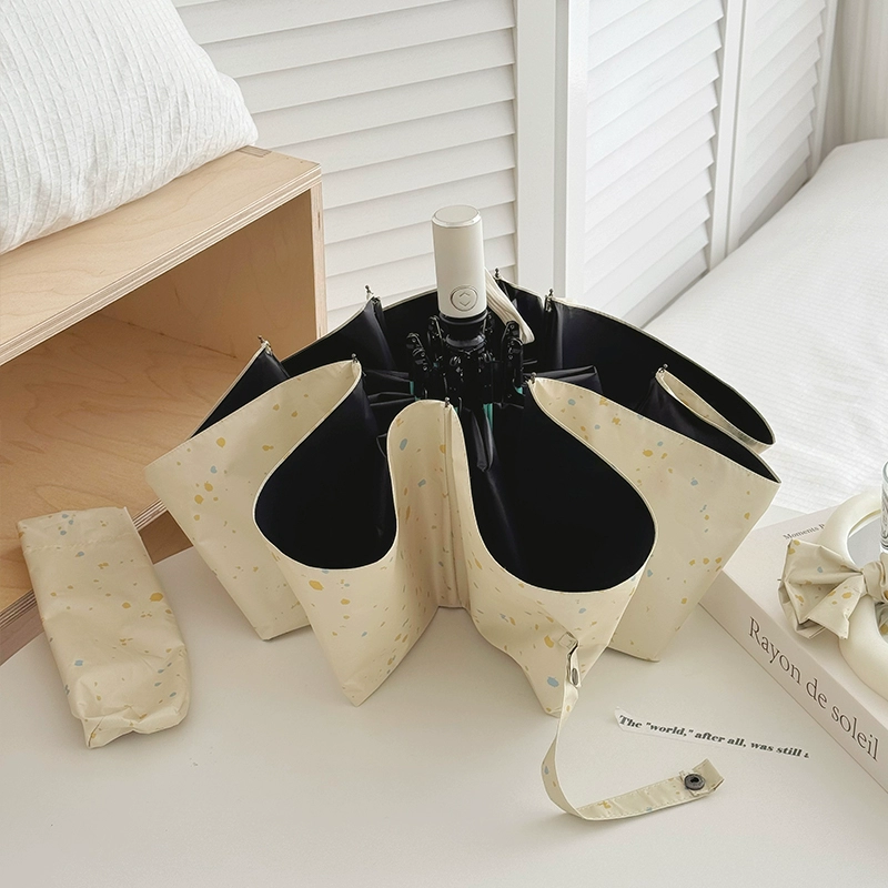 Small cream automatic umbrella for elementary school students, sun protection, UV protection