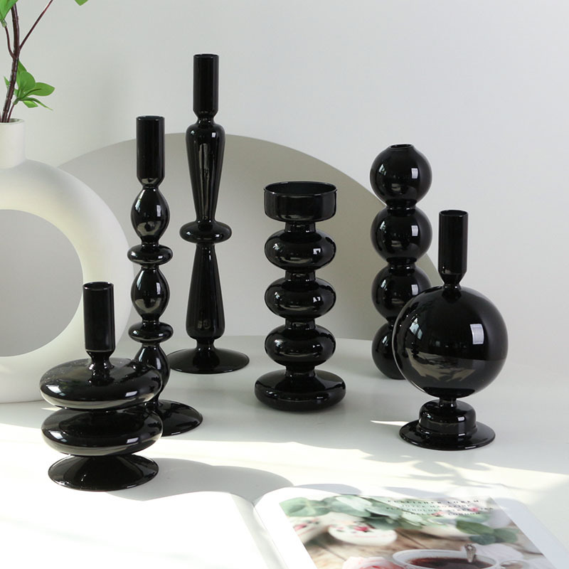 ins black glass candlestick modern minimalist art home decoration decoration decoration photography photography props