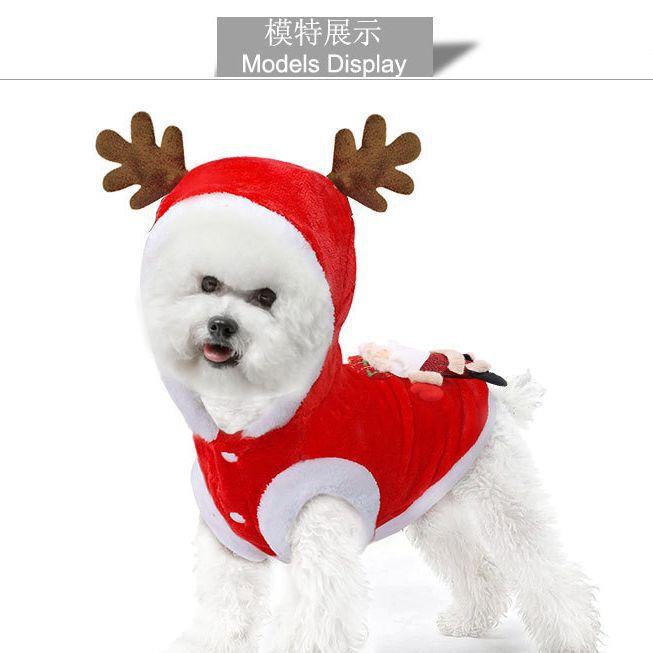 秋と冬のフランネル暖かい外国貿易ペット猫と犬の服ヘラジカ犬クリスマス衣装新年ホリデー猫用品|undefined