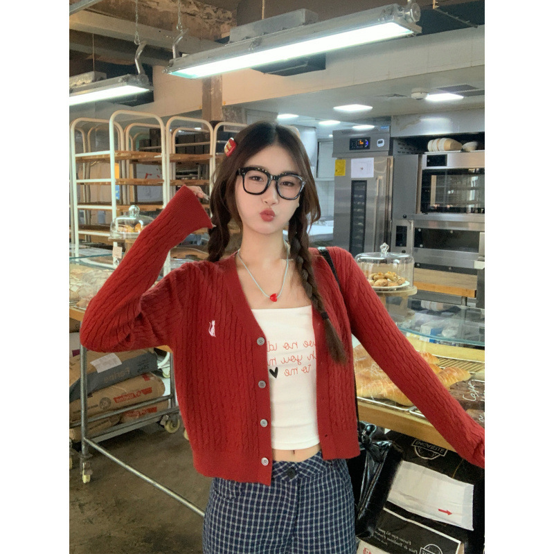 针织开衫女早秋穿搭2025新款毛衣外套高级感领刺绣上衣|undefined