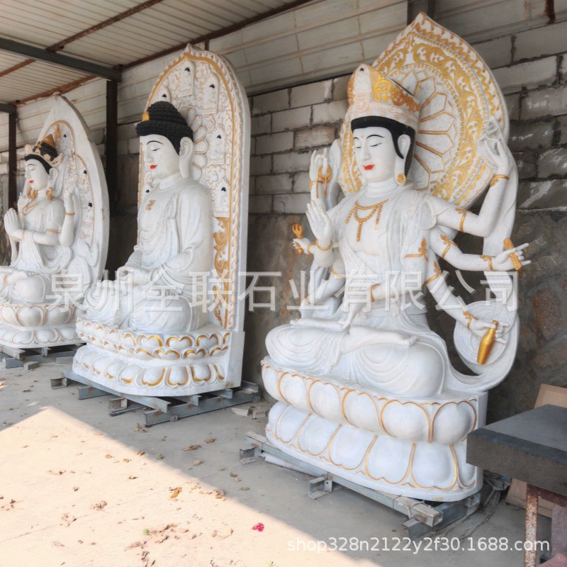 Белая мраморная статуя Будды, каменная резьба, Сакьямуни Татхагата, статуя Будды, белая каменная резьба, статуя Бодхисаттвы Западных Трех Святых