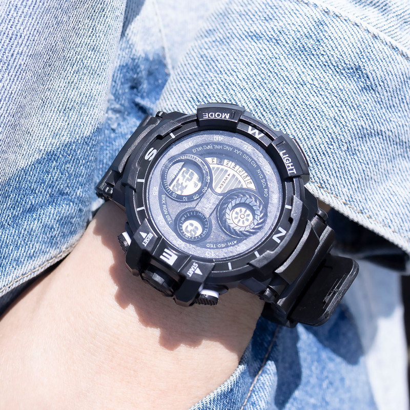 Reloj masculino estilo coreano de moda tecnología negra Cool Junior High School estudiante de primaria TikTok Net rojo deportivo reloj electrónico multifuncional