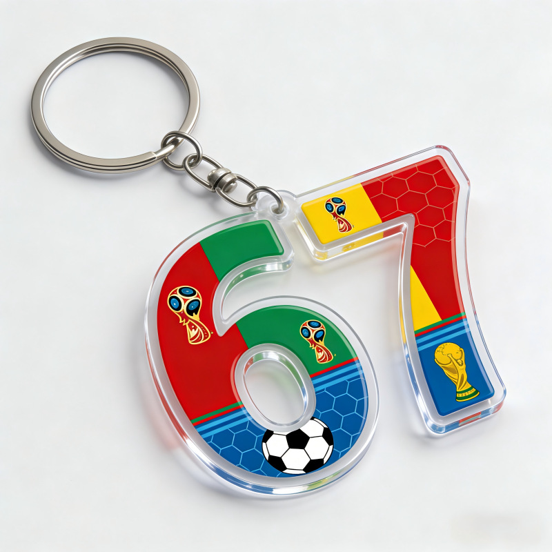 Colgante 2026 Copa del Mundo de Fútbol 67 llaveros acrílico 2D mochila colgante regalos colgante de copa