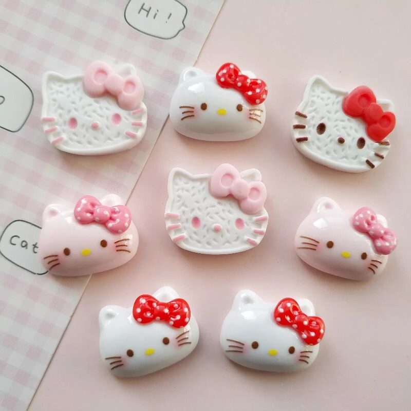 Cartoon Pink White KT Hello Kitty Resin Jewelry Accessories Handmade DIY Cream Glue Phone Case Hairpin Rope Material