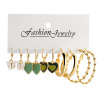 Fashion gold hoop earrings ladies pearl punk earrngs set