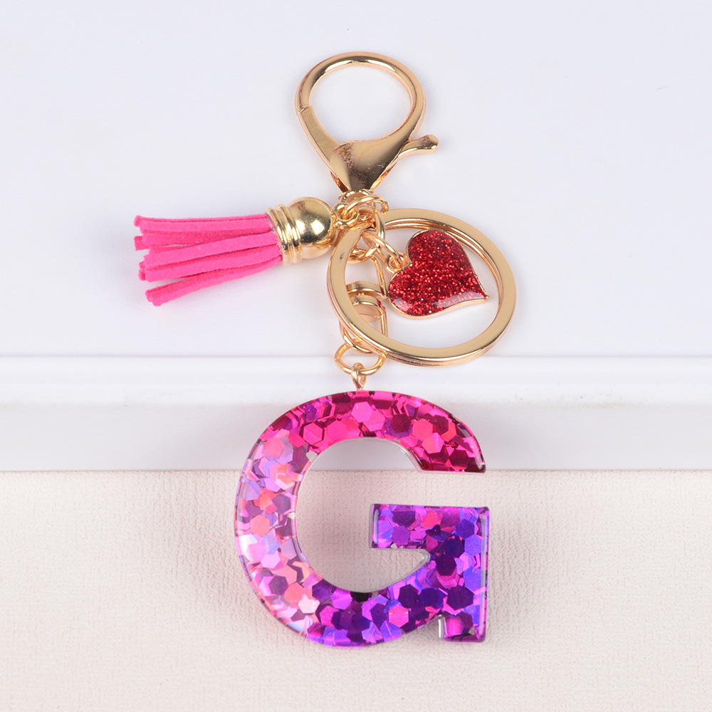 Lady Letter Heart Shape Resin Metal Epoxy Bag Pendant Keychain display picture 11