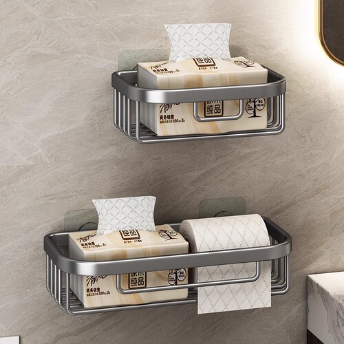 Tissue box bathroom punch-free toilet space aluminum roll toilet paper box wall-mounted tissue storage box paper holder