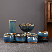 星河多肉花盆陶瓷家用阳台六月雪绿植盆景粗陶小号控根型陶盆清仓