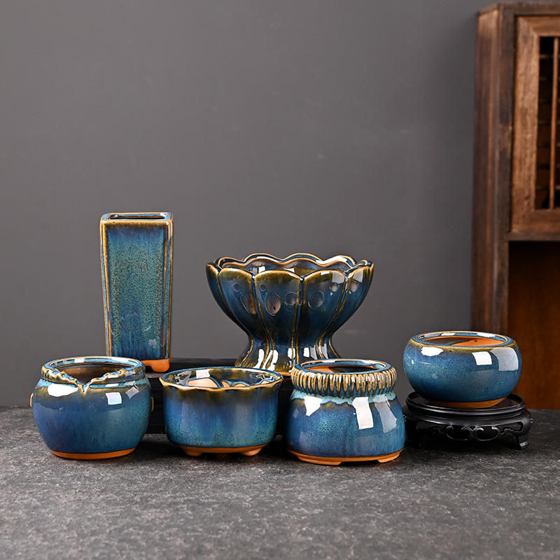 Maceta carnosa Galaxy, balcón doméstico de cerámica, junio, nieve, plantas verdes, bonsai, gres, lavabo de cerámica con control de raíces pequeñas, liquidación