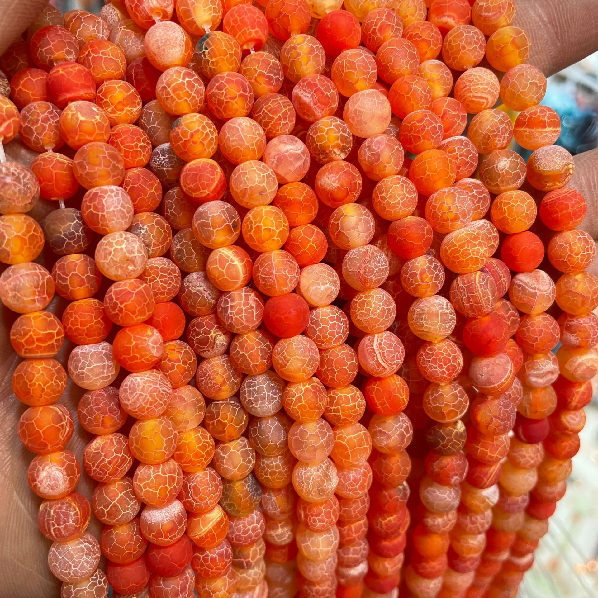 European and American Orange Weathered Agate Sand-Rubbed Bead DIY Jewelry Accessory String Bead Agate Round Bead Wholesale
