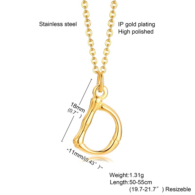 Fashion Letter Titanium Steel Polishing Plating Gold Plated Pendant Necklace display picture 4