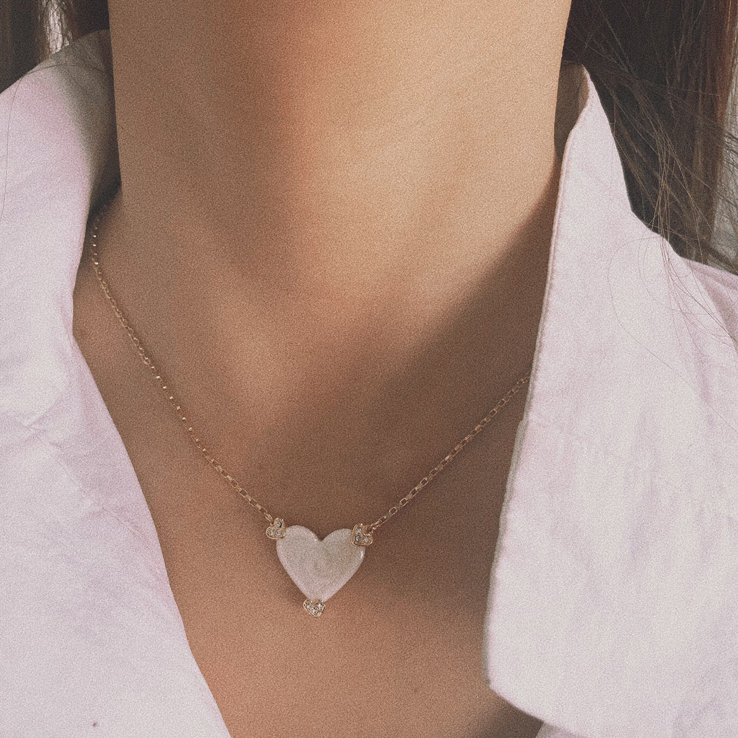 Elegant Heart Shape Copper Plating Inlay Zircon Pendant Necklace 1 Piece