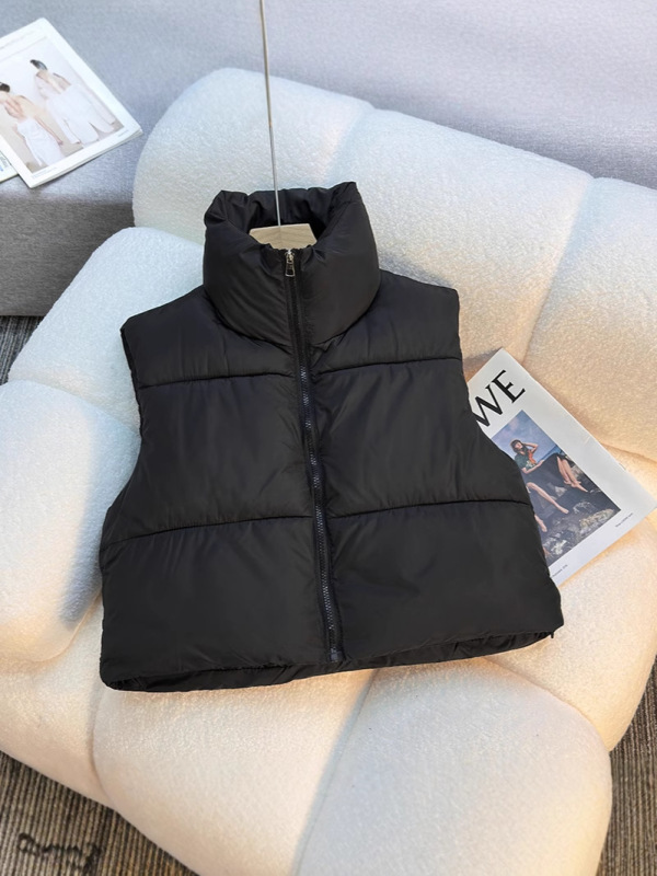 欧美外贸羽绒棉马甲女短款2025秋冬女装坎肩短款无袖棉服背心外套|undefined