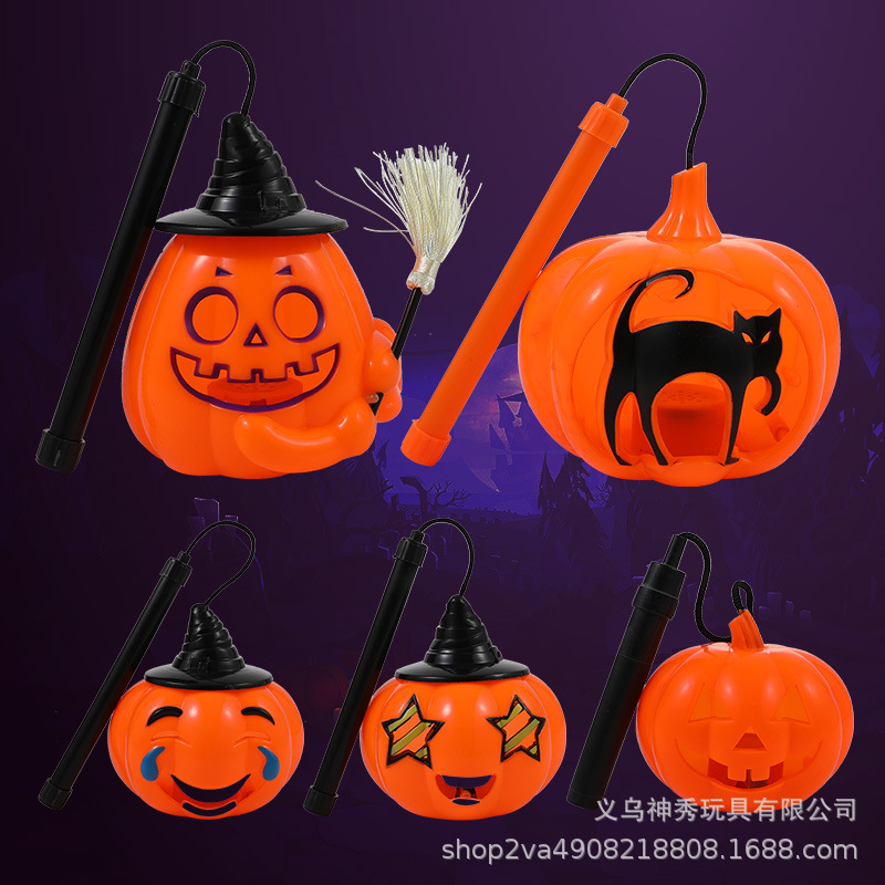 Luz de calabaza luminosa Halloween Jack linterna portátil plástico Festival suministros accesorios decorativos