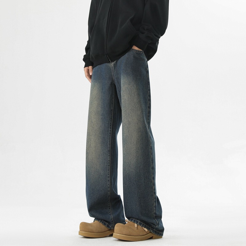 Acu Men's Clothing | Trendy American High Street Style 2026 Men's Jeans, Straight-Leg, Slightly Flared, High-End Feel, Loose Fit, Thickened Casual Pants.