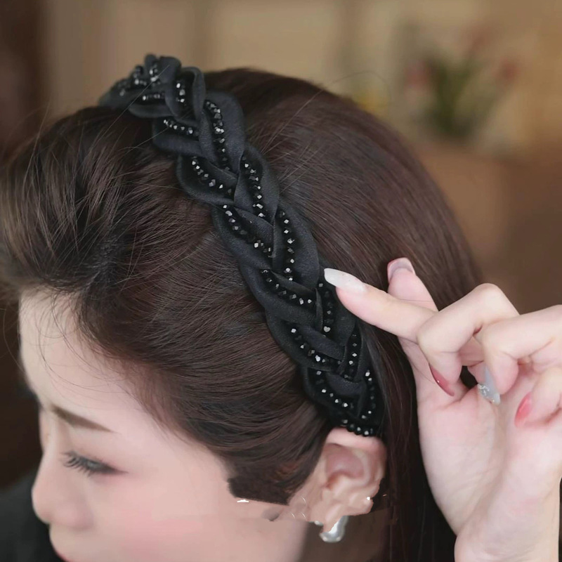 パリプリンセスヘッドバンド女性のハイエンドつば広三つ編みヘアバンドル滑り止め高頭蓋洗顔ヘッドバンドヘアアクセサリー|undefined