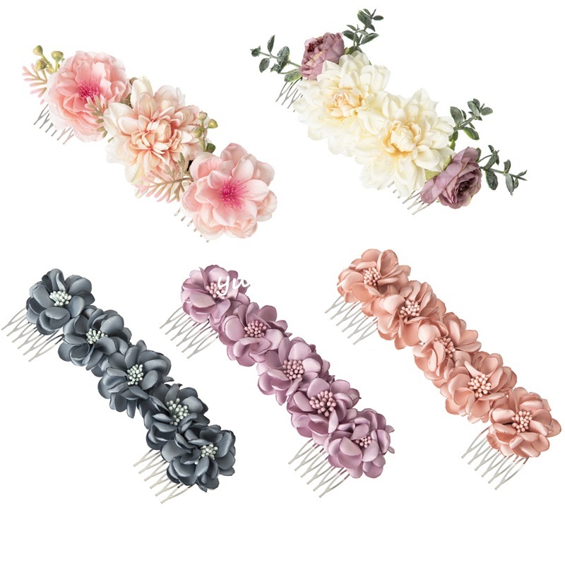 Elegant Pastoral Flower Cloth Insert Comb display picture 4