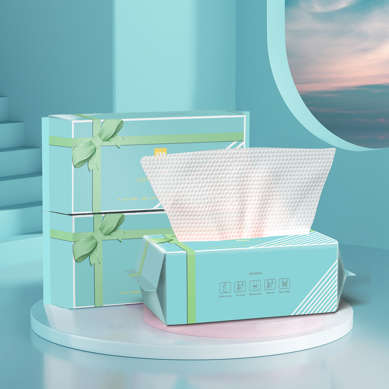 Qianmengshu 녹색 활 50 드로우 20*20 면 진주 패턴