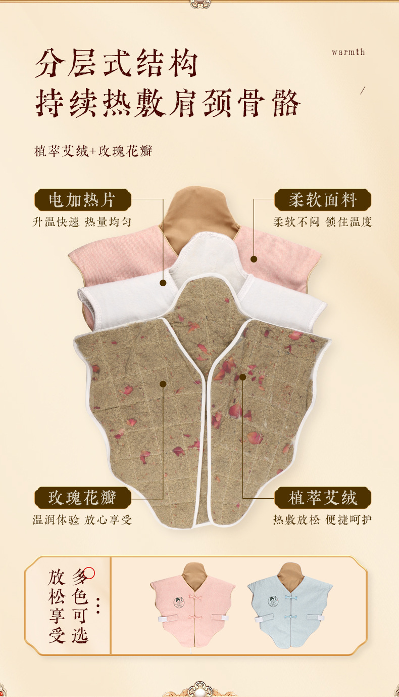 Electric Heated Mugwort Shoulder Neck Back Wrap Vest with Adjustable Timer for Home Warm Therapy key features