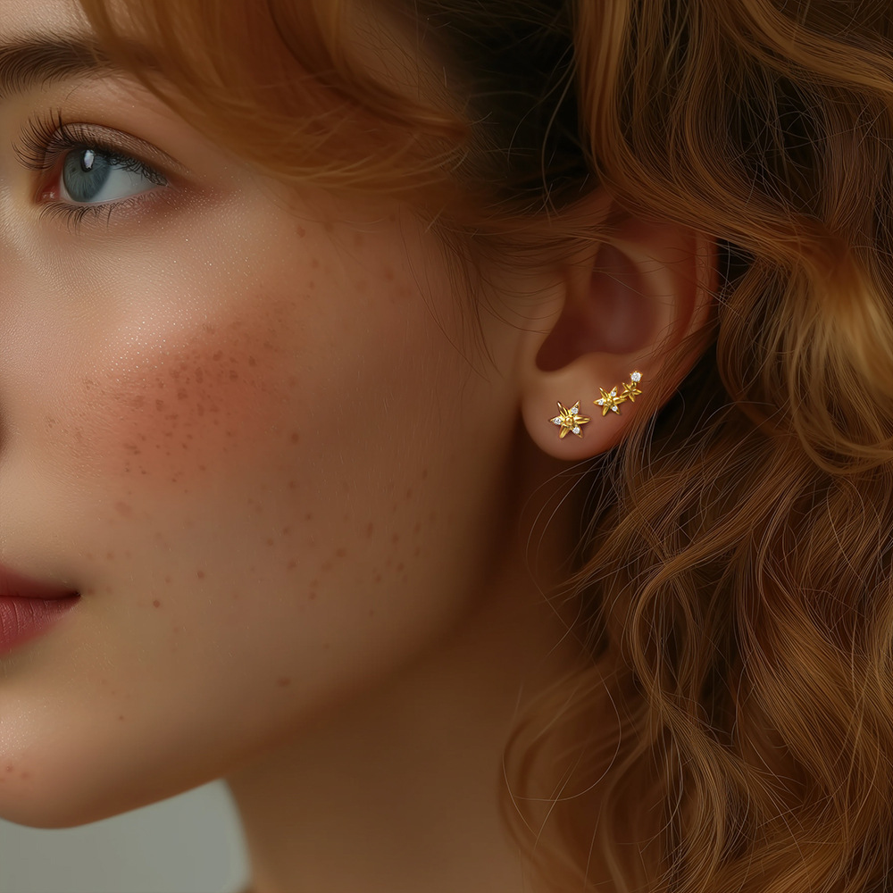 9g Weight 925 Sterling Silver Ear Needle Material Ear Studs Classification 1 Pair Quantity Daily, Date Occasion 925 Sterling Silver Material Star, Moon Pattern Women's Gender Plating Design Elegant Style 1 Pair 925 Sterling Silver Star Moon Ear Studs 2