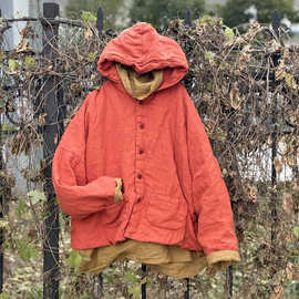 （图片更新）4392帽衫4392圆领棉衣宽松砂洗亚麻棉衣减龄女棉服