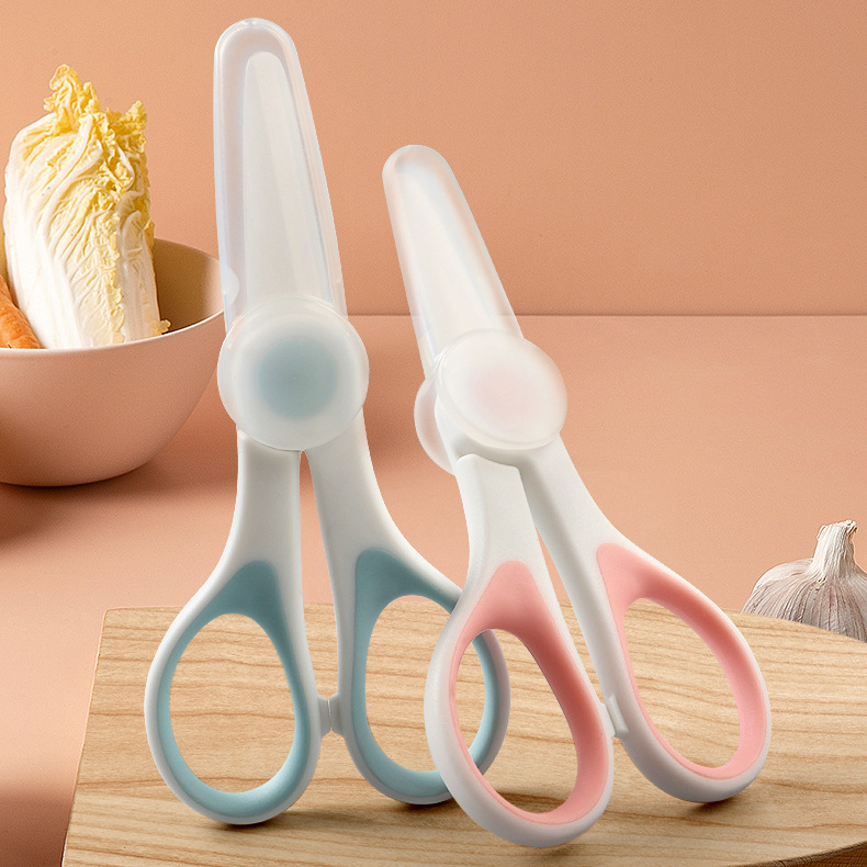 Ceramic Baby Food Scissors With Storage Box Baby Food Scissors Take-away Portable Kitchen Vegetable And Meat Scissors In Stock