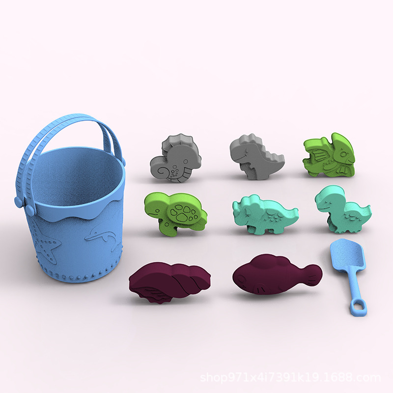 Amazon venta en caliente junto al mar padres-hijos interactivos de grado alimenticio silicona excavación de arena modelo de arena portátil para niños barril de arena en stock