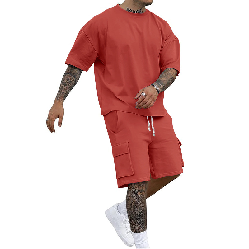 2026 Cross-Border Męski Letni Nowy Modny T-shirt i Szorty Cargo Swobodny Zestaw Sportowy Dla Mężczyzn_voghion.com
