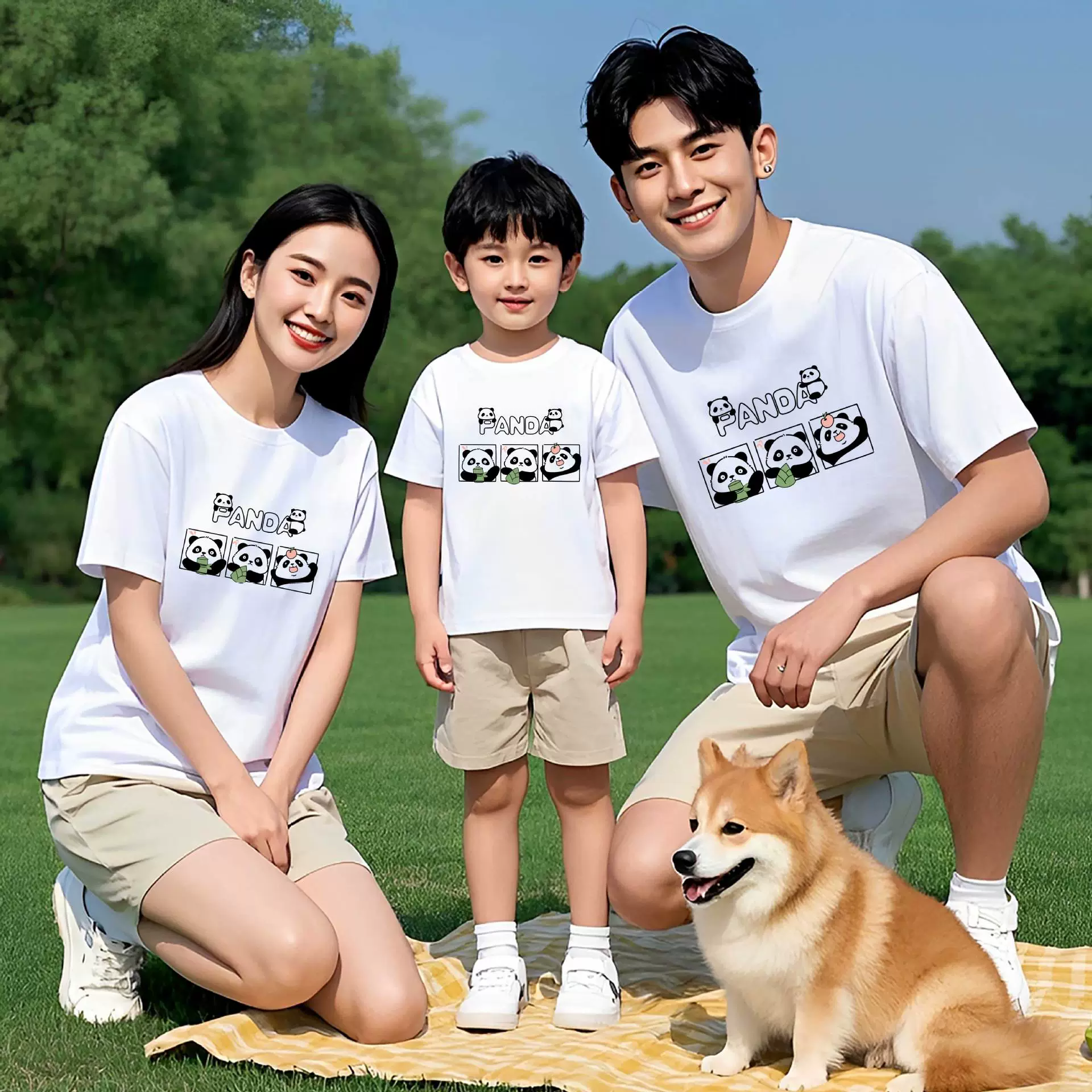 Футболка для родителей и детей летом 2025 года семья из трех человек и четырех человек