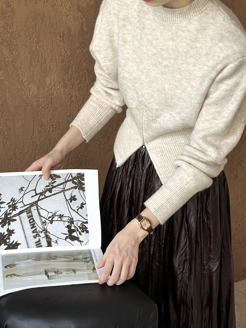 Juzhi 初秋の新作トップス韓国風ルーズハイエンドソフトワックスのような優しいルーズプルオーバーセーター 8638