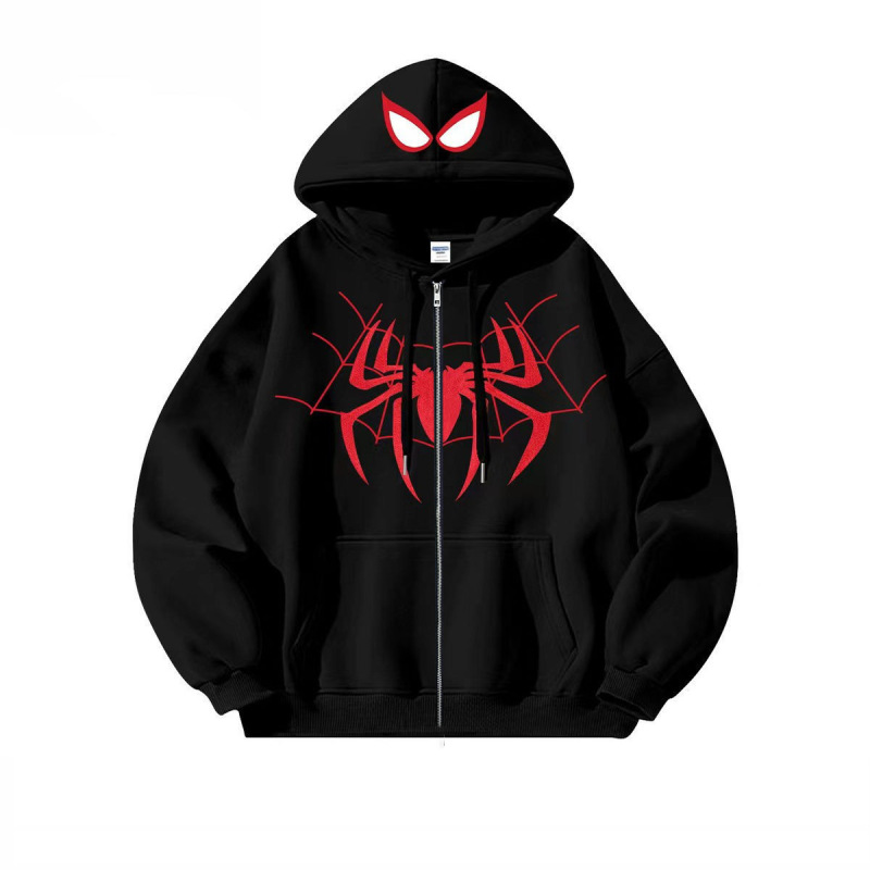Cross-Border Hot-Selling American Trendy Spider-Man Hooded Zipper Sweatshirt for Men and Women, Casual and Loose Ready-Made Cross-Border Hot-Selling American Trendy Spider-Man Hooded Zipper Sweatshirt for Men and Women, Casual and Loose Ready-Made