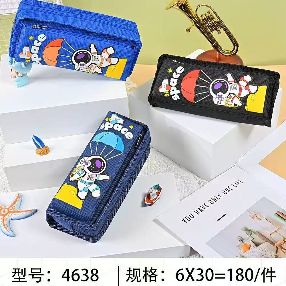 Estuche para lápices de doble capa de tela Oxford - Diseño cartoon y minimalista - Gran capacidad - Para almacenar lápices - Venta al por mayor