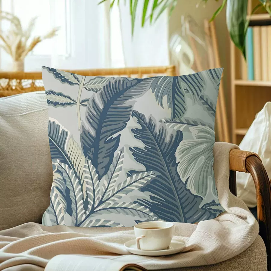 TEMU跨境亚马逊复古蓝色几何客厅沙发抱枕卧室头枕汽车酒店靠枕套