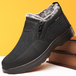 Winter old Beijing cloth shoes men's cotton shoes fleece-lined thick warm middle-aged and elderly dad shoes waterproof non-slip old men's shoes