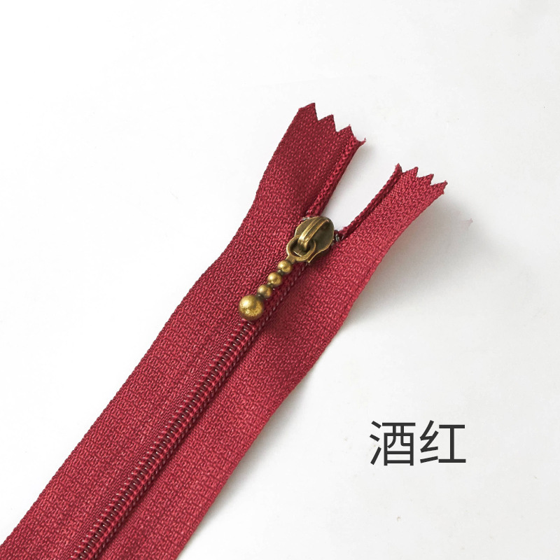 スポット手作り diy バッグハンドバッグジッパー No. 3 ナイロンブロンズクローズドテールショートジッパーロックフリーマルチカラーメーカー卸売|undefined
