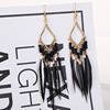 Cross -border explosion diamond -shaped color rice beads fine feather earrings in Pohemian court wind feathers ym800