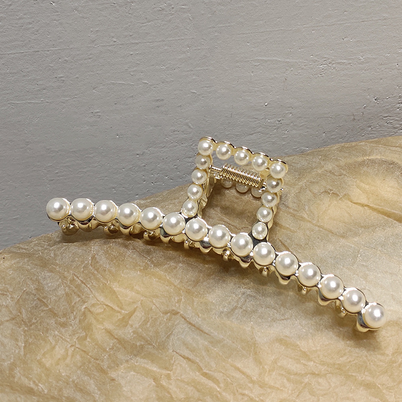 Metal Pearl Rhinestone Hair Catch Clip display picture 7