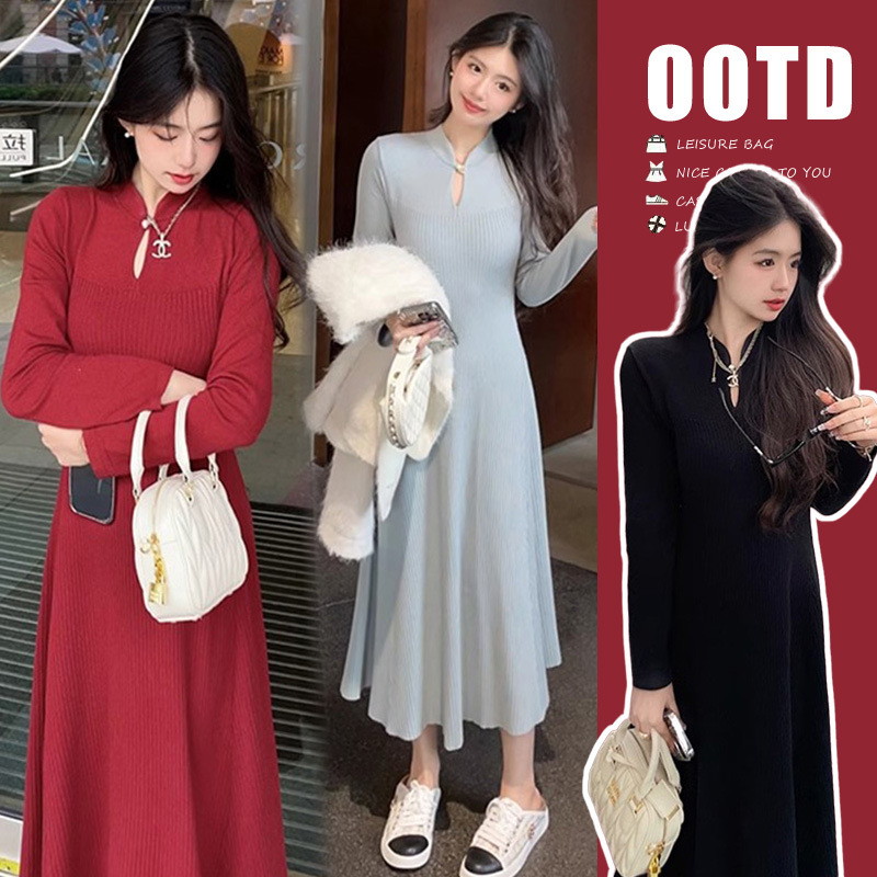 2024 New Chinese Style Elegant Slimming Knitted dress 2024 Spring and Autumn Dose Chinese Beauty dress