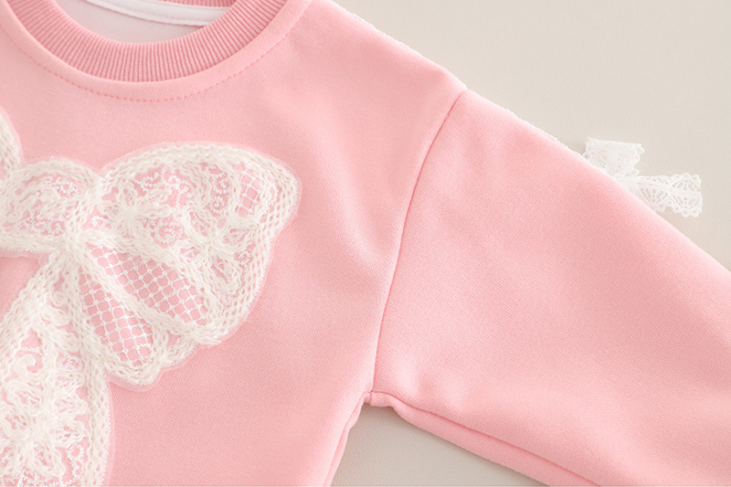Mädchen Casual Sweatshirt- Und Leggings-set Mit Großer Schleife_voghion.com