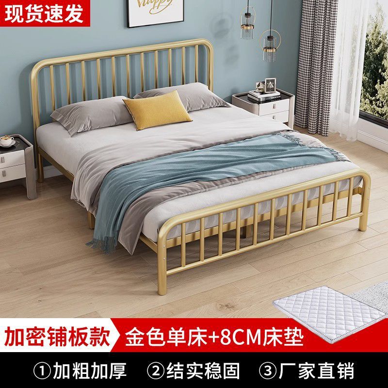 Cama europea de hierro forjado 1.8m cama doble alquiler familiar 1m reforzado económico 1.5 cama individual para niños