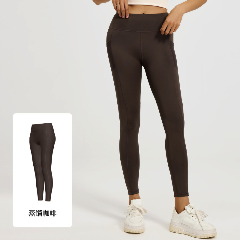 Juyitang メッシュサイドポケットスポーツフィットネスパンツランニング弾性ハイウエストヒップリフティングヨガパンツ女性の薄いスタイル|undefined