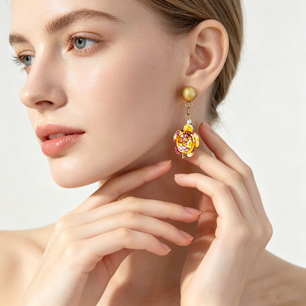 Diseño único retro nicho de alta sensación pendientes de acero inoxidable flores animales pendientes irregulares joyas de lujo ligero