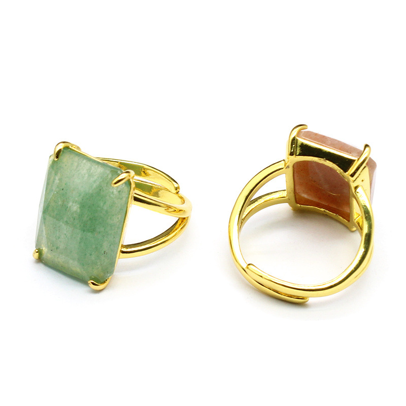 11g Weight Open Rings Classification Adjustable Ring Size 1 Piece Quantity Holiday, Daily Occasion natural stone Material Geometric Pattern Unisex Gender Simple Style, Classic Style Style Simple Style Classic Style Geometric Natural Stone Open Rings In Bulk 4