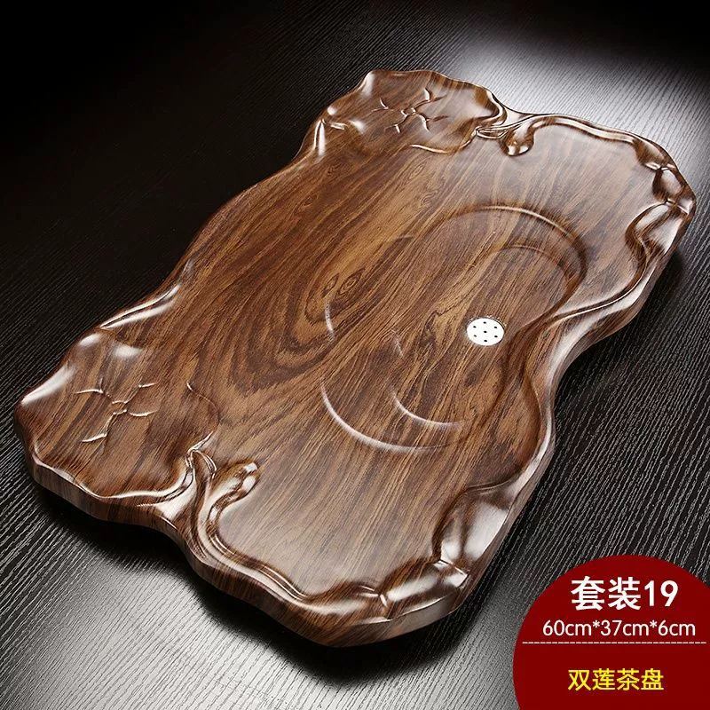 Glass tea set from natural wood for office, simple and elegant design