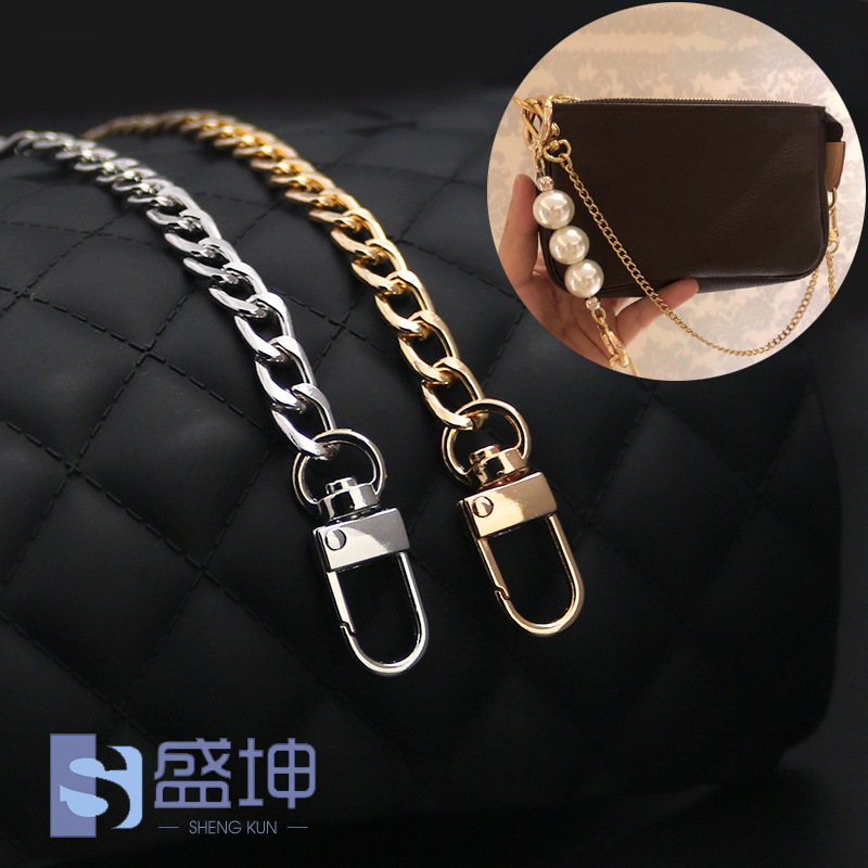 Flat O-link zinc alloy hook and loop bag chain shoulder strap crossbody metal chain strap NK chain iron strap