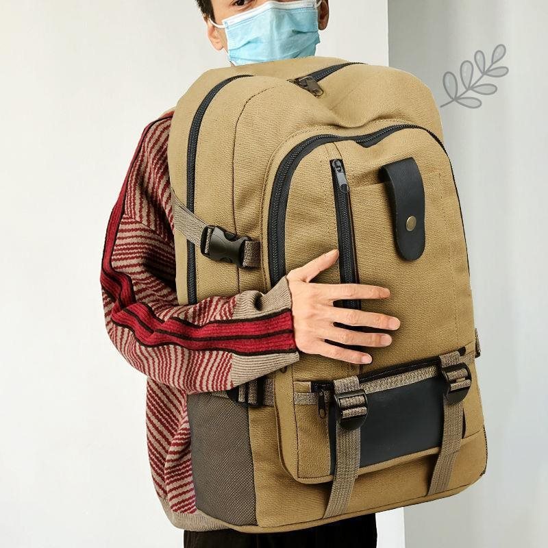 背包工地耐磨帆布男士工具双肩包大容量耐磨背包简单书包旅行包|undefined