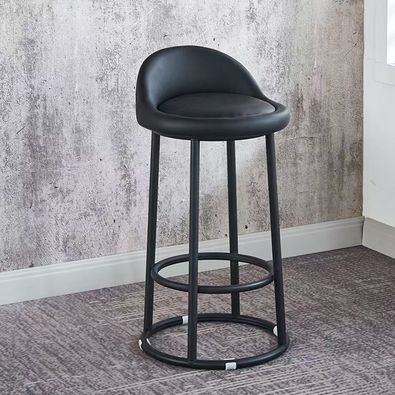 Extra Thick Wrought Iron Stool, Simple Round Stool, High Stool, Seat, Home-Use Backrest Chair, Bar Stool, Adult Three-Ring Folding Chair